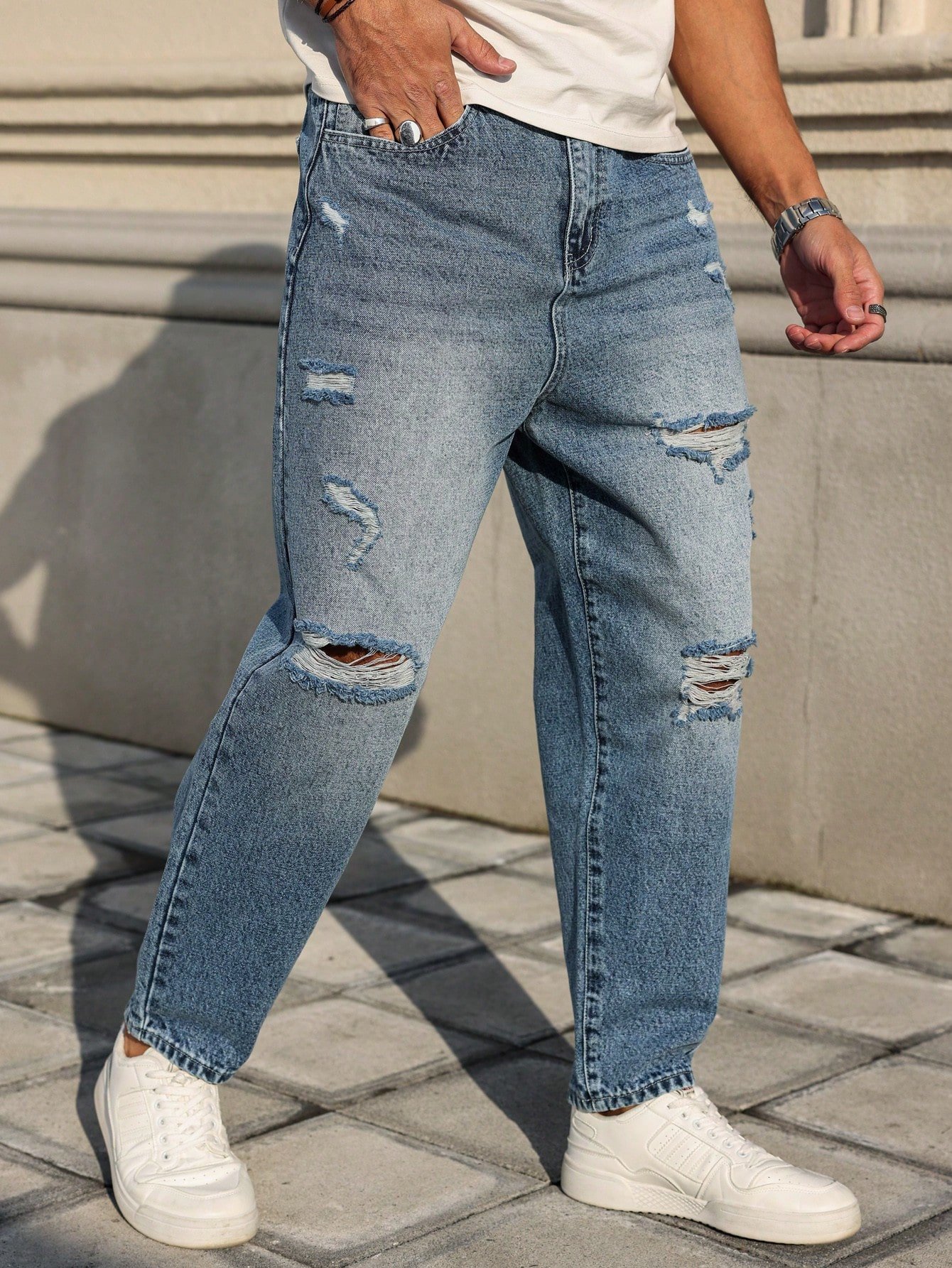 Jean Déchiré Ample Homme – Style Streetwear